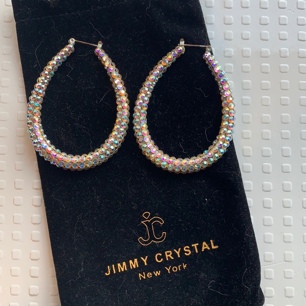 Jimmy Crystal AB Swarovski oval hoops